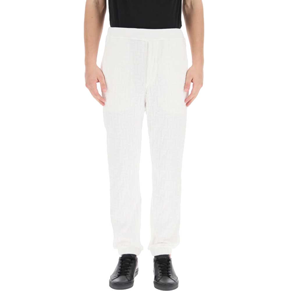 

Fendi White All Over FF Padded Jogger Pants Size EU 46