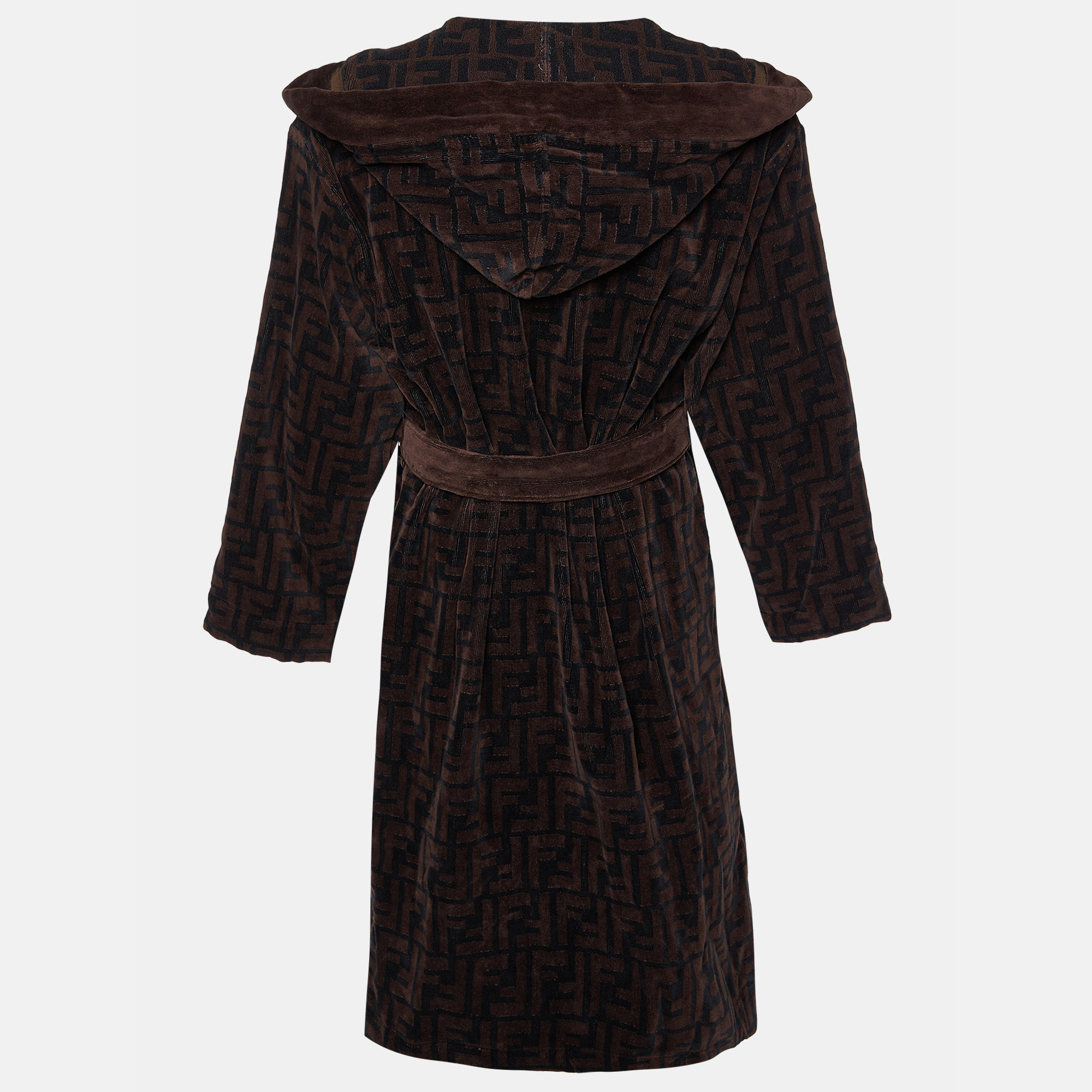 

Fendi Brown Zucca Monogram Terry Belted Bathrobe