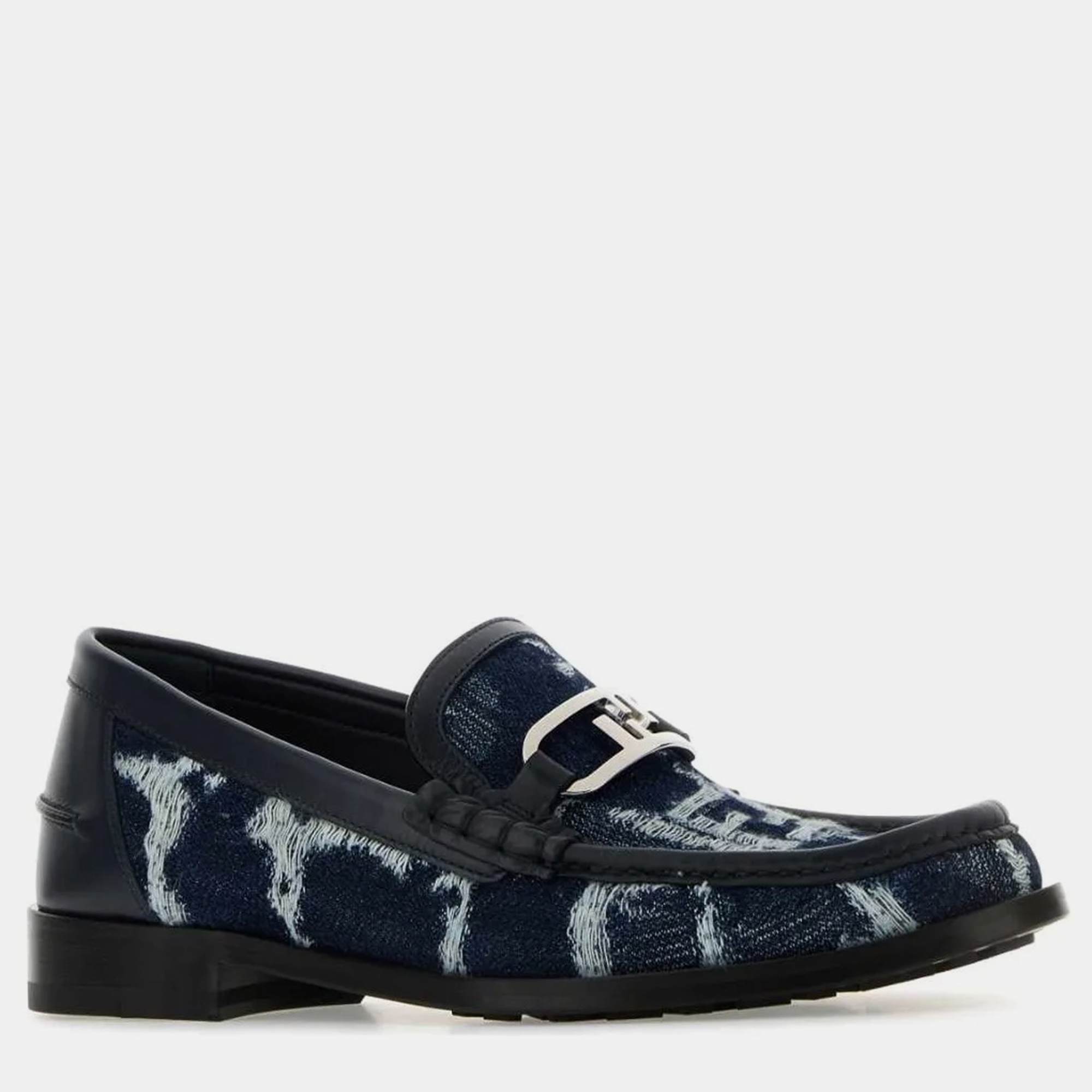 

Fendi Blue Embroidered Denim Loafers UK 7