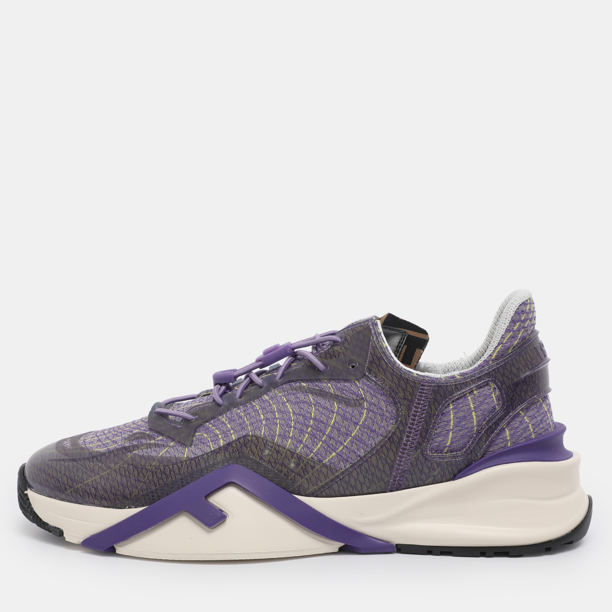 Fendi Purple Jacquard and Rubber Flow Low Top Sneakers Size 44