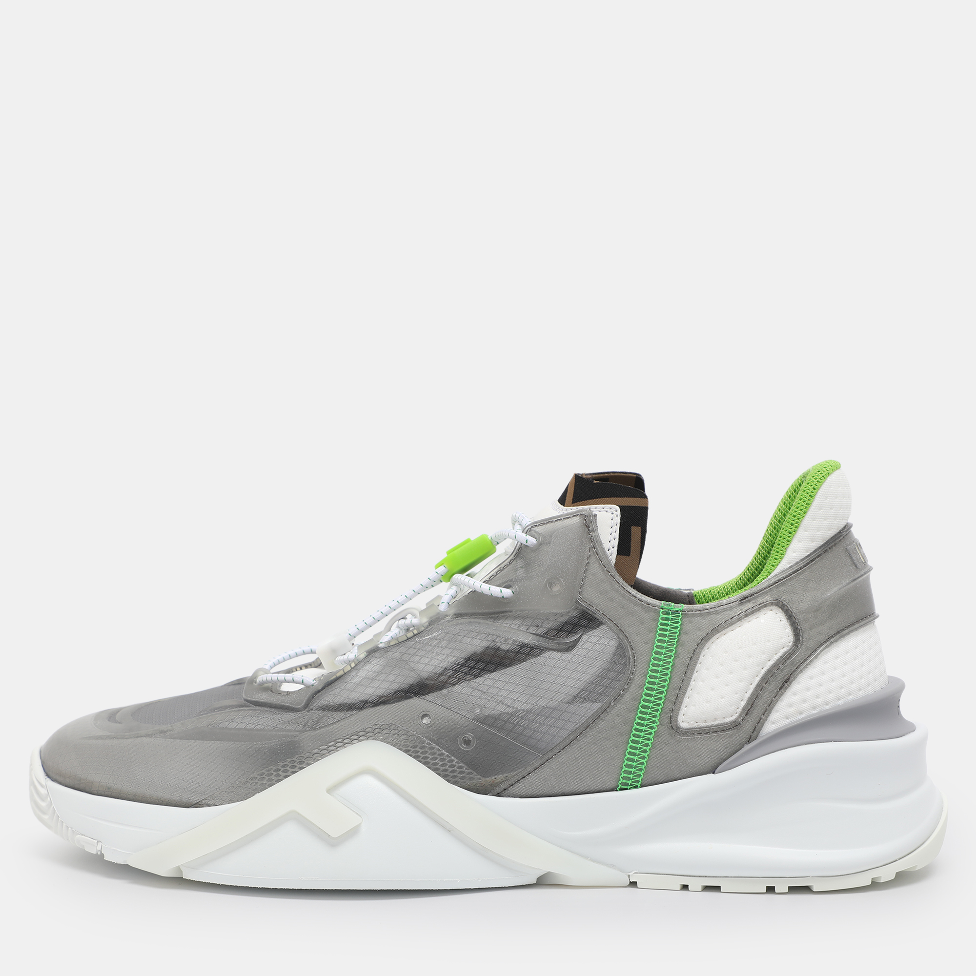 

Fendi Grey/Green Fabric and Rubber Flow Low Top Sneakers Size 44