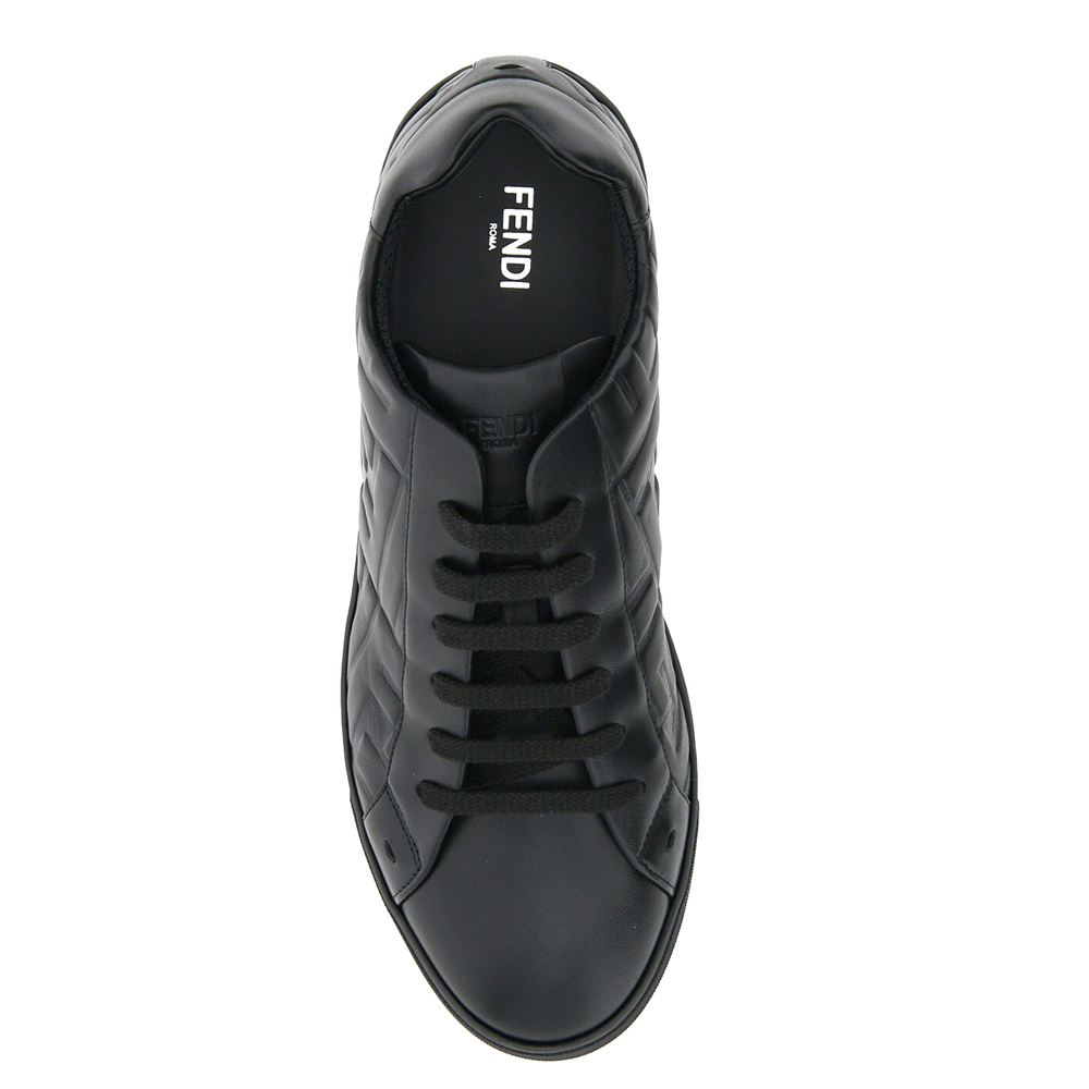 

Fendi Black Ff Leather Sneakers Size EU