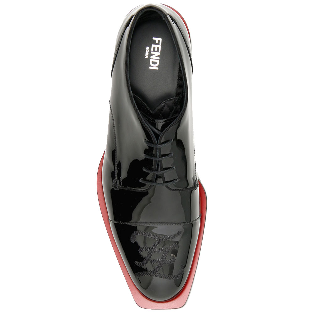 

Fendi Black Karligraphy Derby Shoes Size UK 9