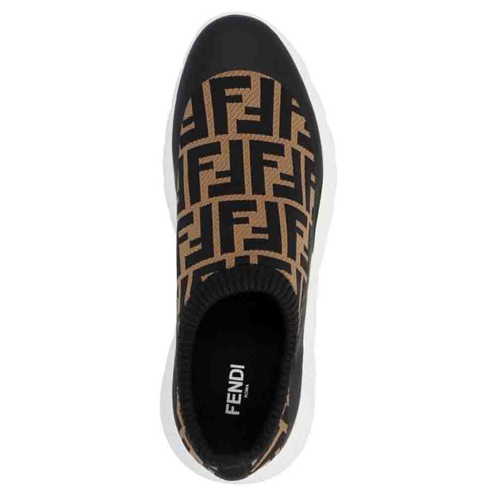 

Fendi Black/Brown Zucca Print Knit Slip On Sneakers Size EU  (UK 10