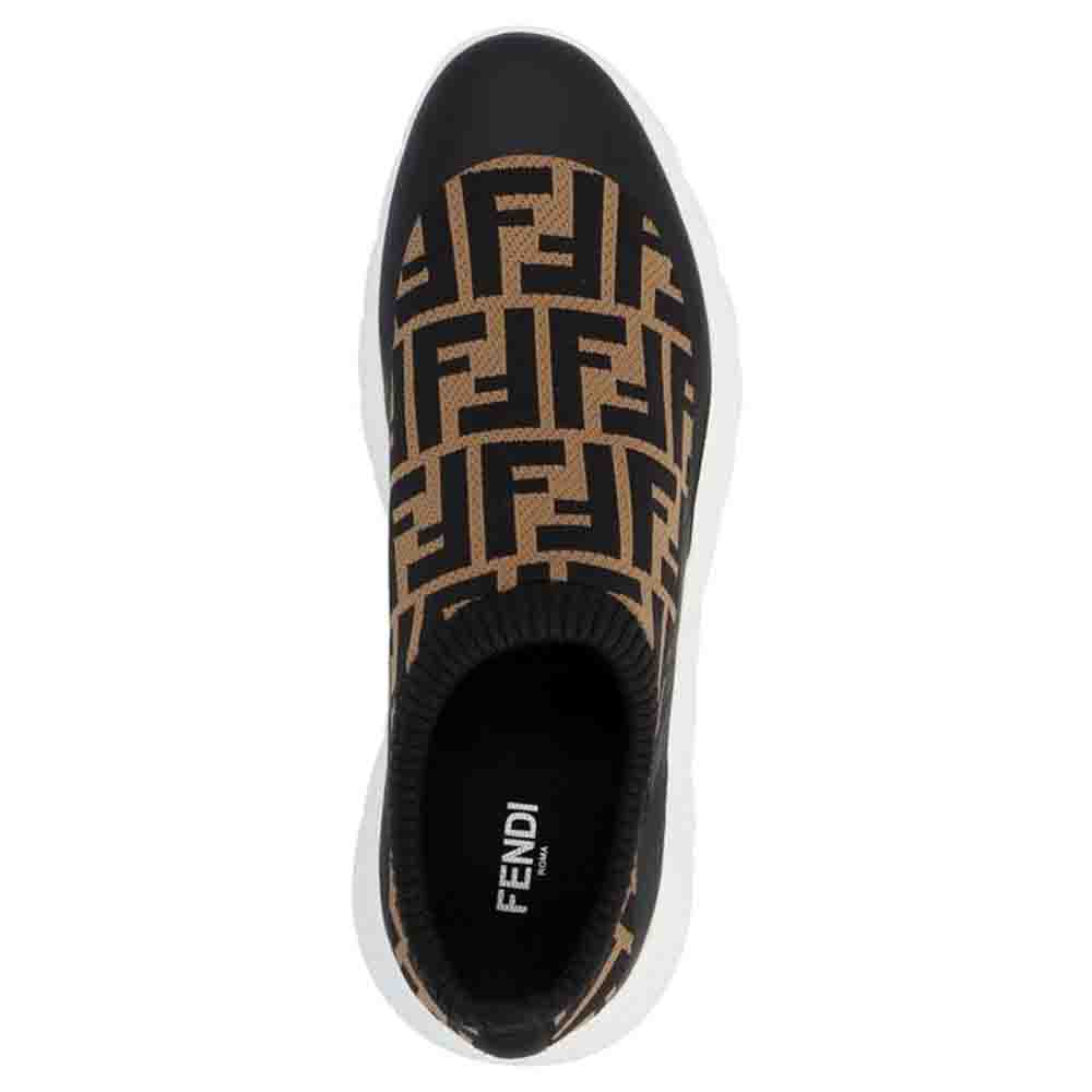 

Fendi Black/Brown Zucca Print Knit Slip On Sneakers Size EU  (UK 7