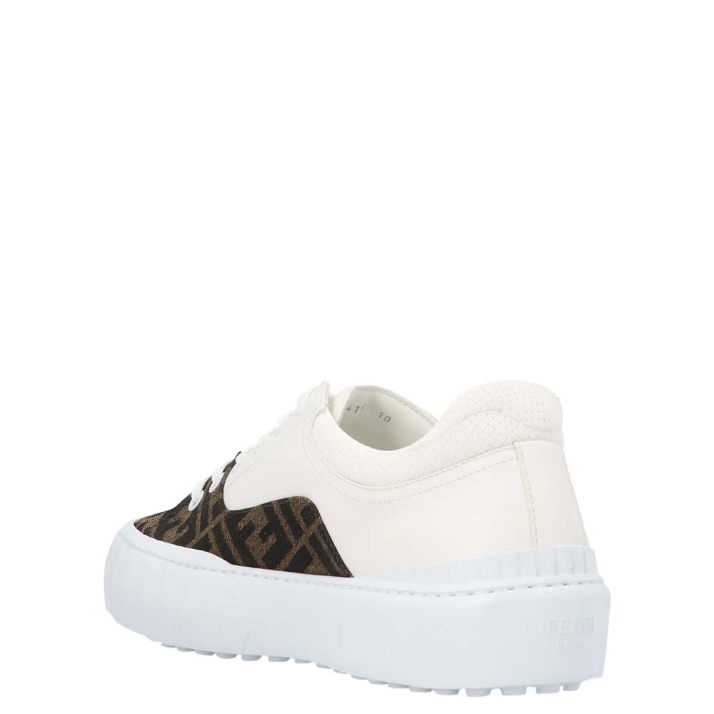 

Fendi White/Brown FF Logo Force Sneakers Size EU  (UK 9