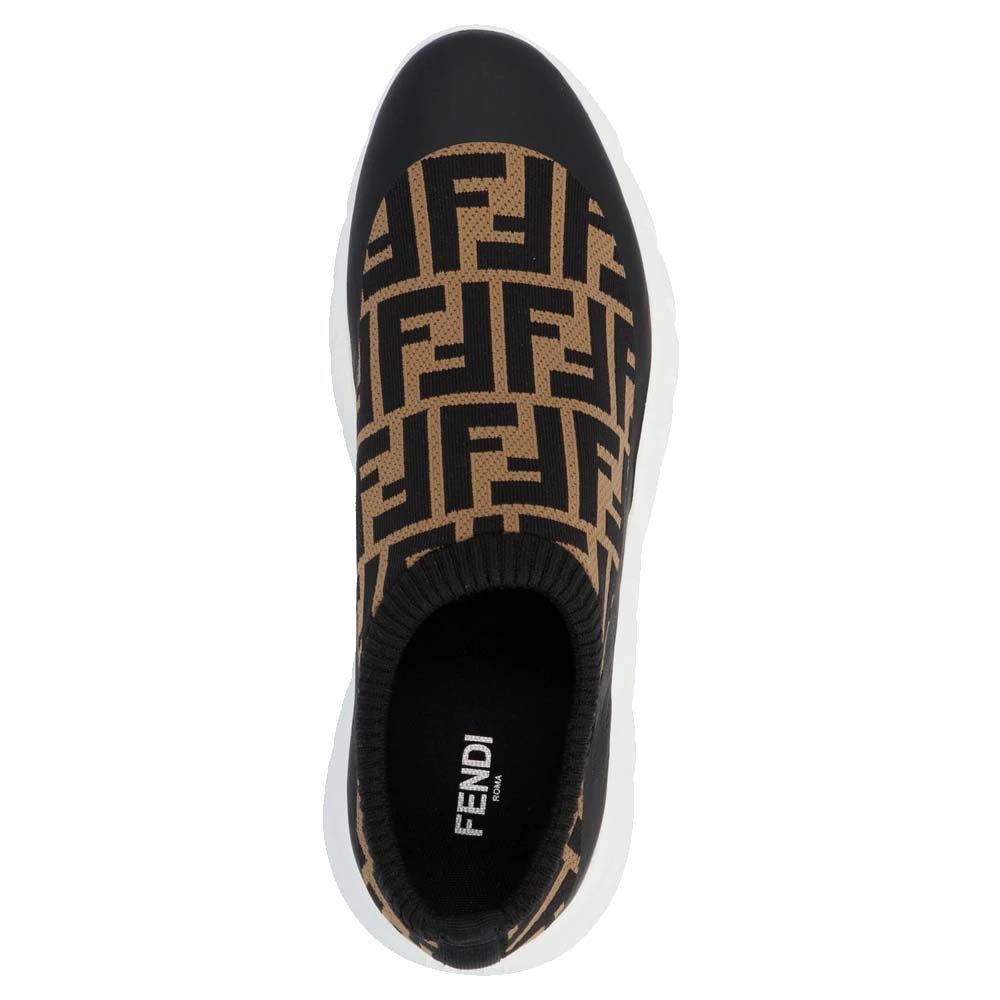 

Fendi Black/Brown Zucca Print Knit Slip On Sneakers Size EU  (UK 6