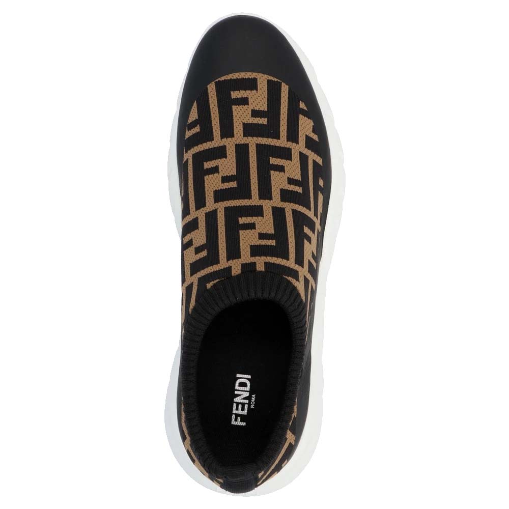 

Fendi Black/Brown Zucca Print Knit Slip On Sneakers Size EU  (UK 7.5