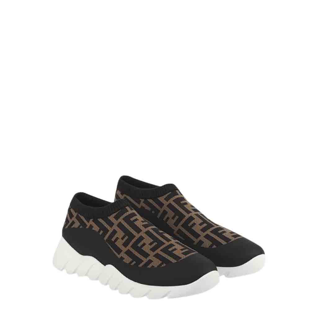 

Fendi Black/Brown Tech Fabric Low Sneakers Size UK 8.5/EU
