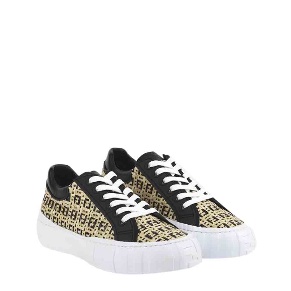 

Fendi Beige Natural Raffia Low-Tops Sneakers Size UK 7.5/EU