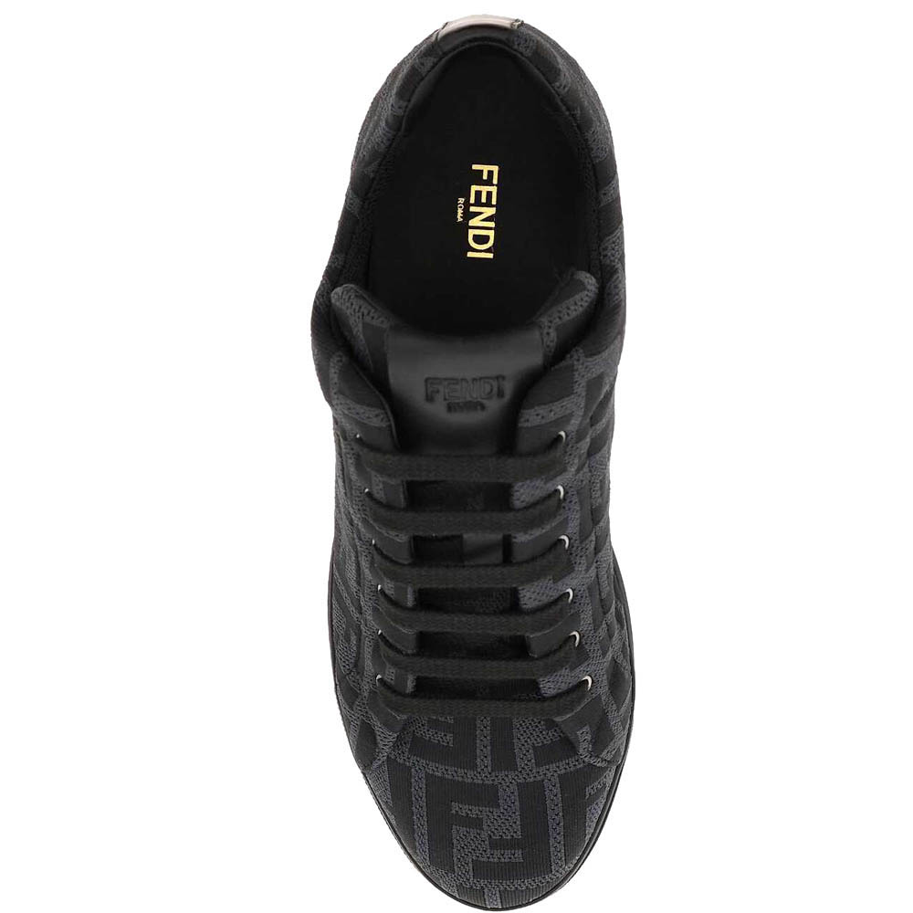 

Fendi Black FF Canvas Lace-up Sneakers Size UK 8 EU