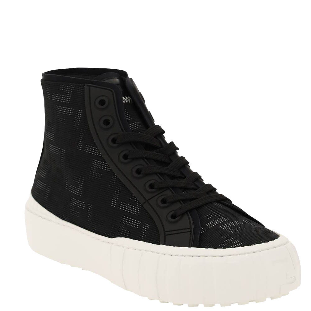 

Fendi Black FF Flash lace-up High Top Sneakers Size UK 9 EU