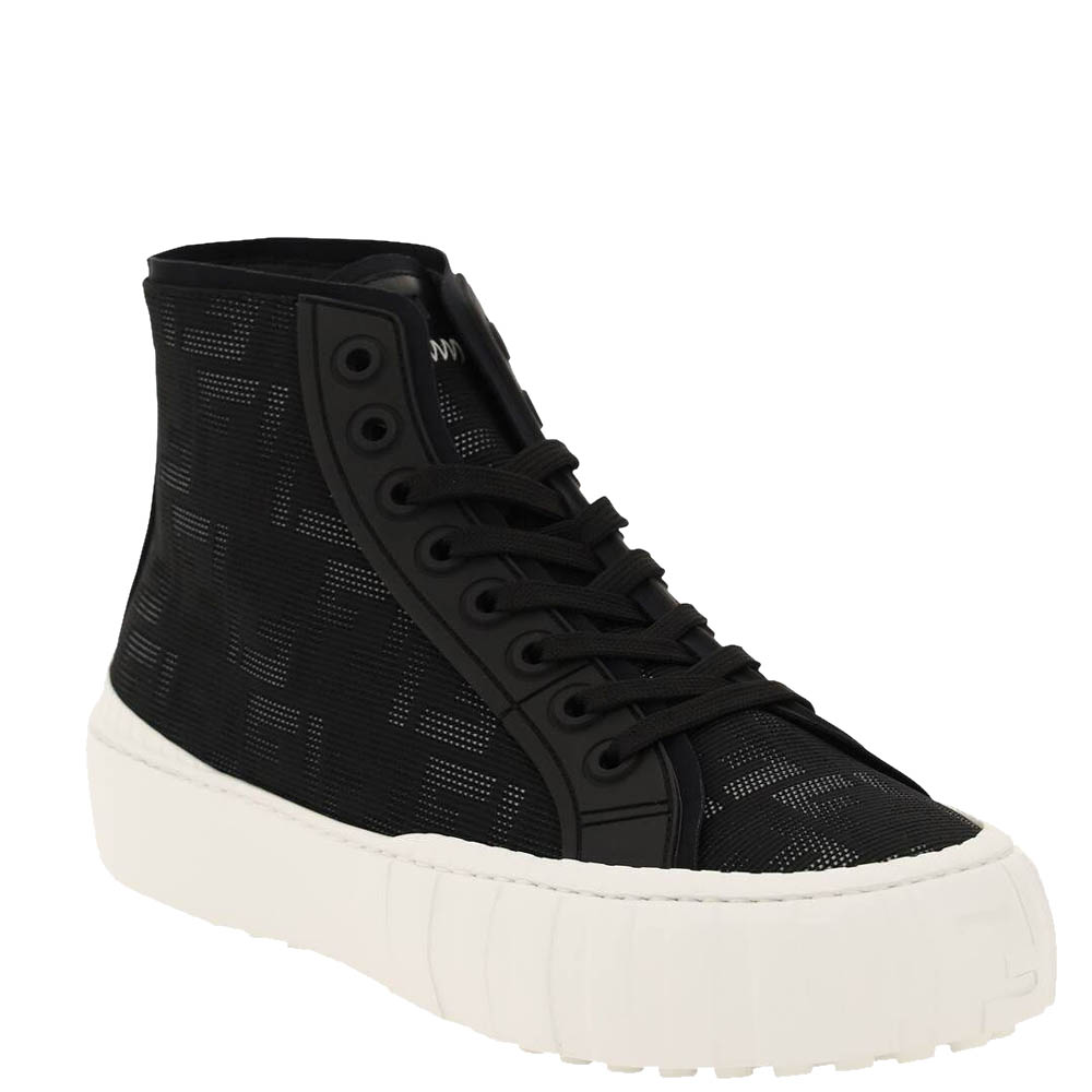 

Fendi Black FF Flash High-Top Sneakers Size UK 8/EU