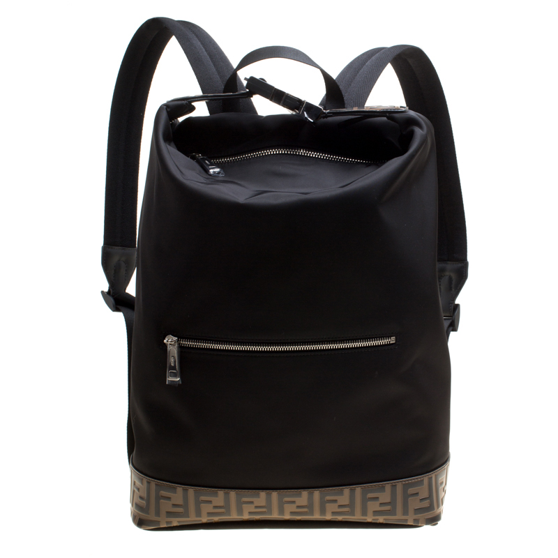 Fendi Black Nylon Zaino Santander Backpack