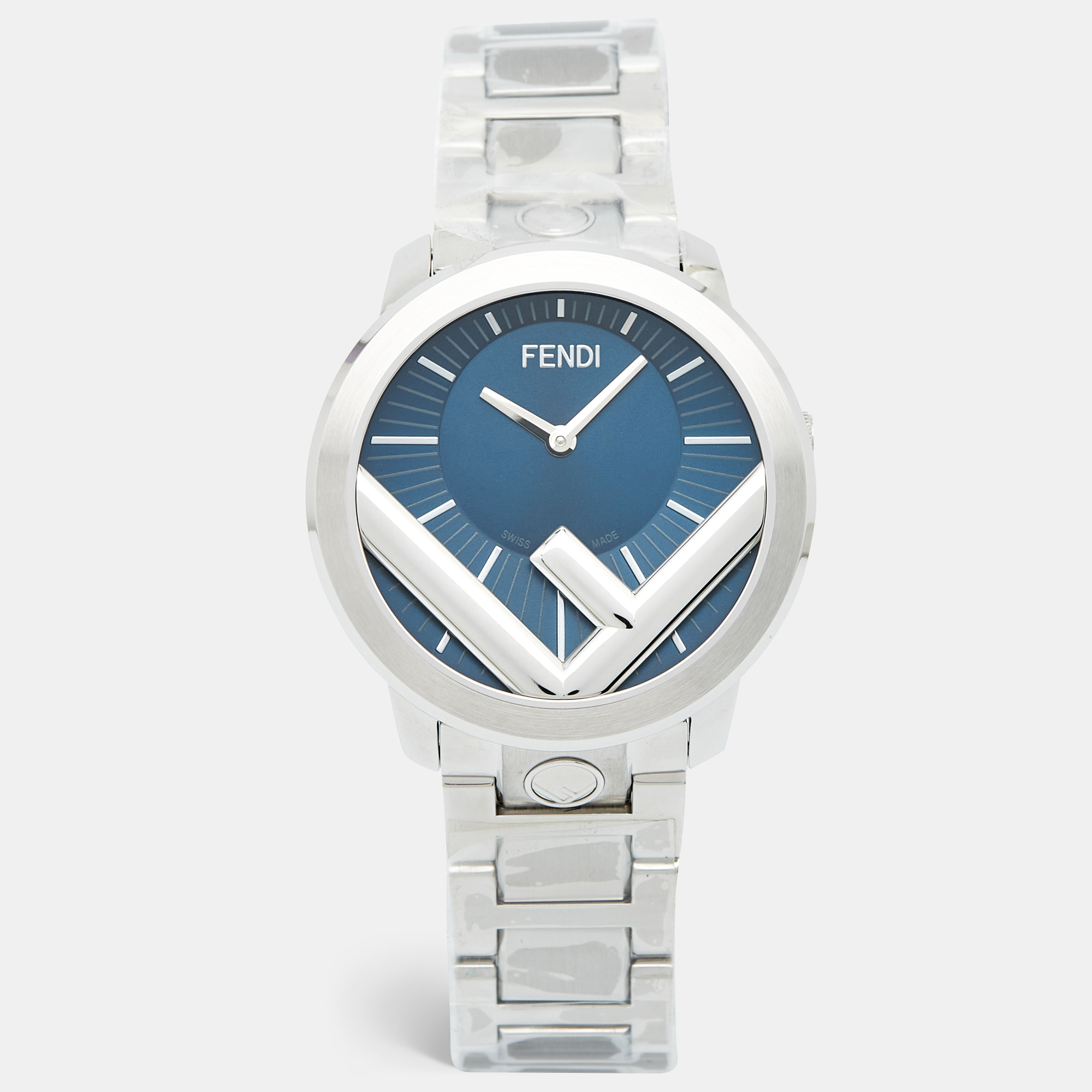 

Fendi Blue Stainless Steel Runway F711013000 Men's Wristwatch, Silver