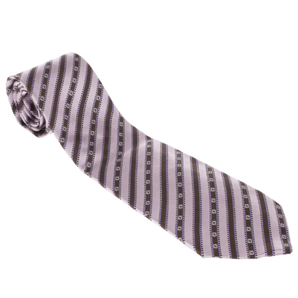 مملوكة مسبقًا Fendi Striped Silk Tie
