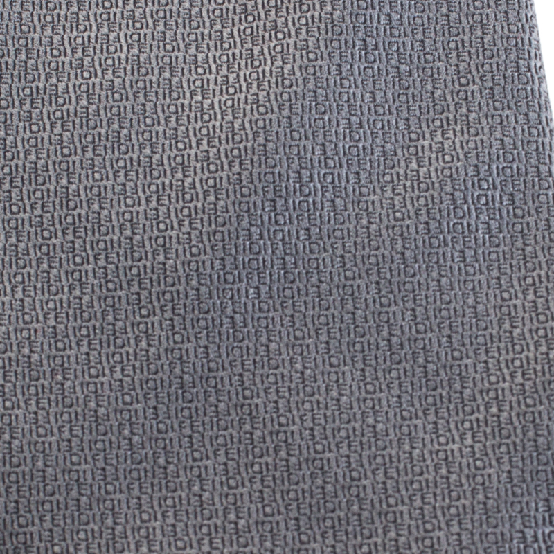 

Fendi Grey Micro Logo Patterned Silk Tie