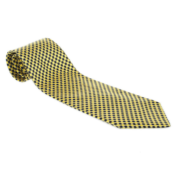 Fendi Yellow Printed Woven Silk Tie