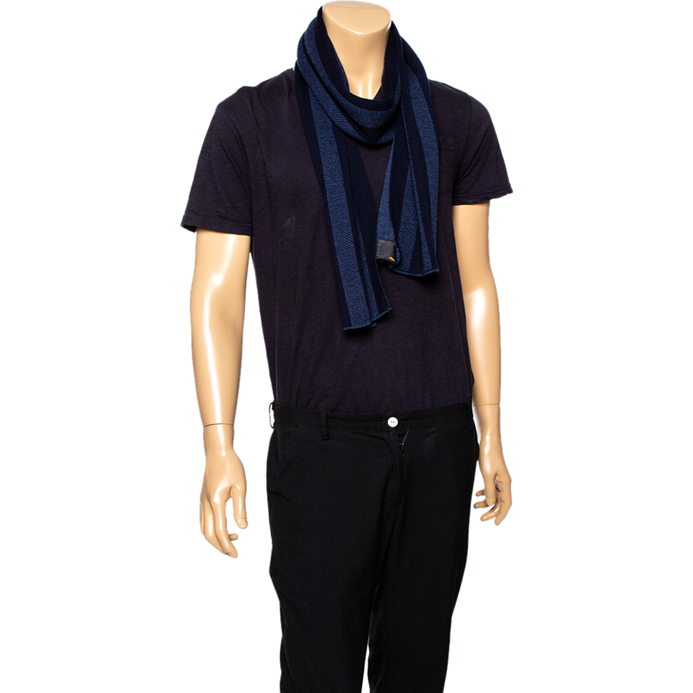

Fendi Blue Striped Wool Stole