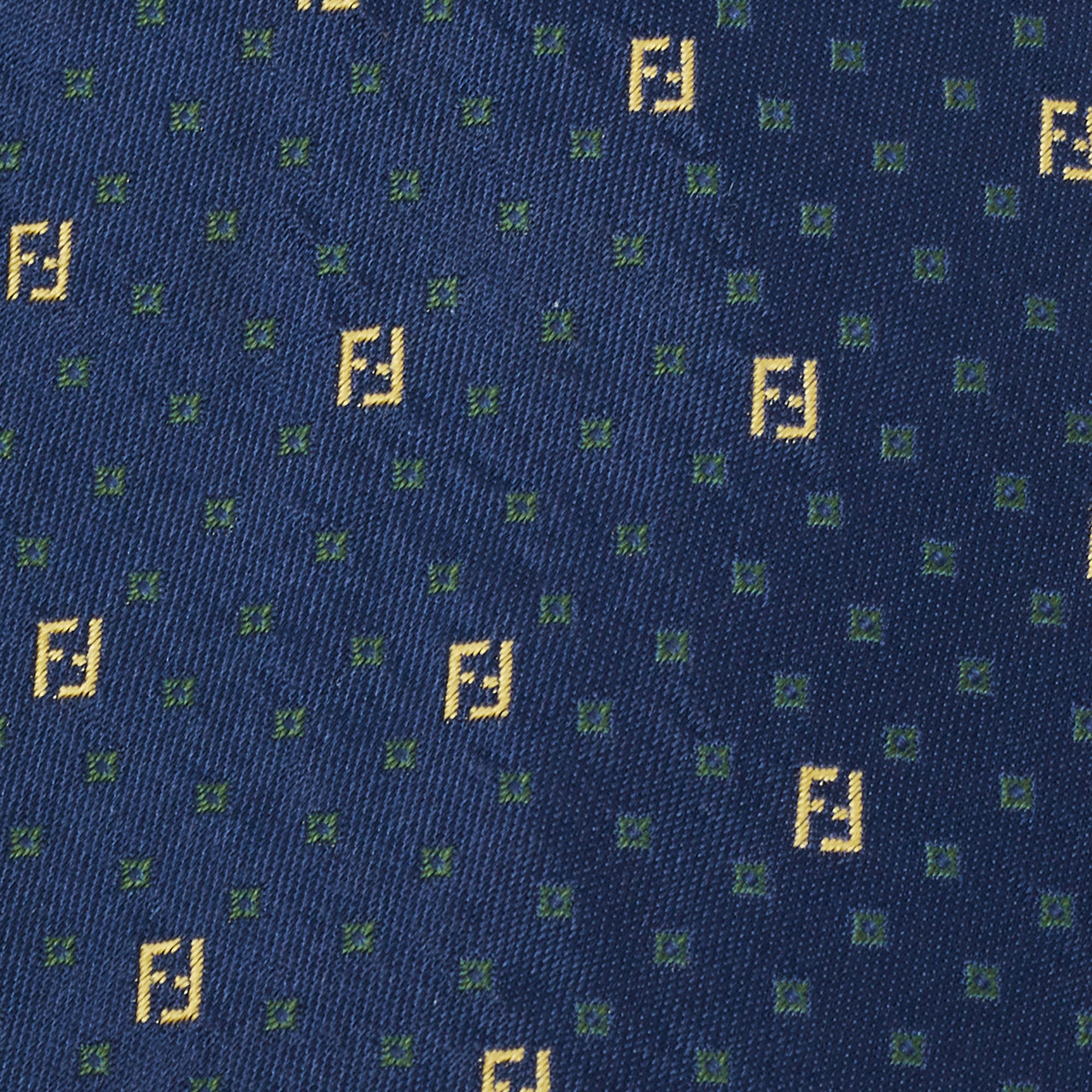 

Fendi Navy Blue Logo Patterned Jacquard Silk Tie