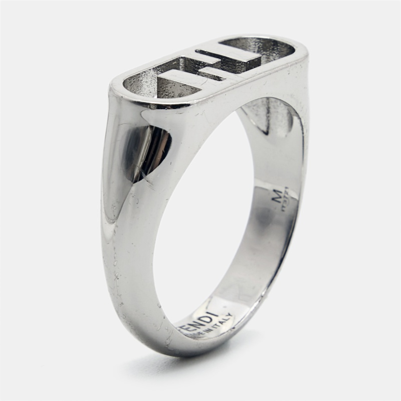 

Fendi FF Logo Silver Tone Ring Size