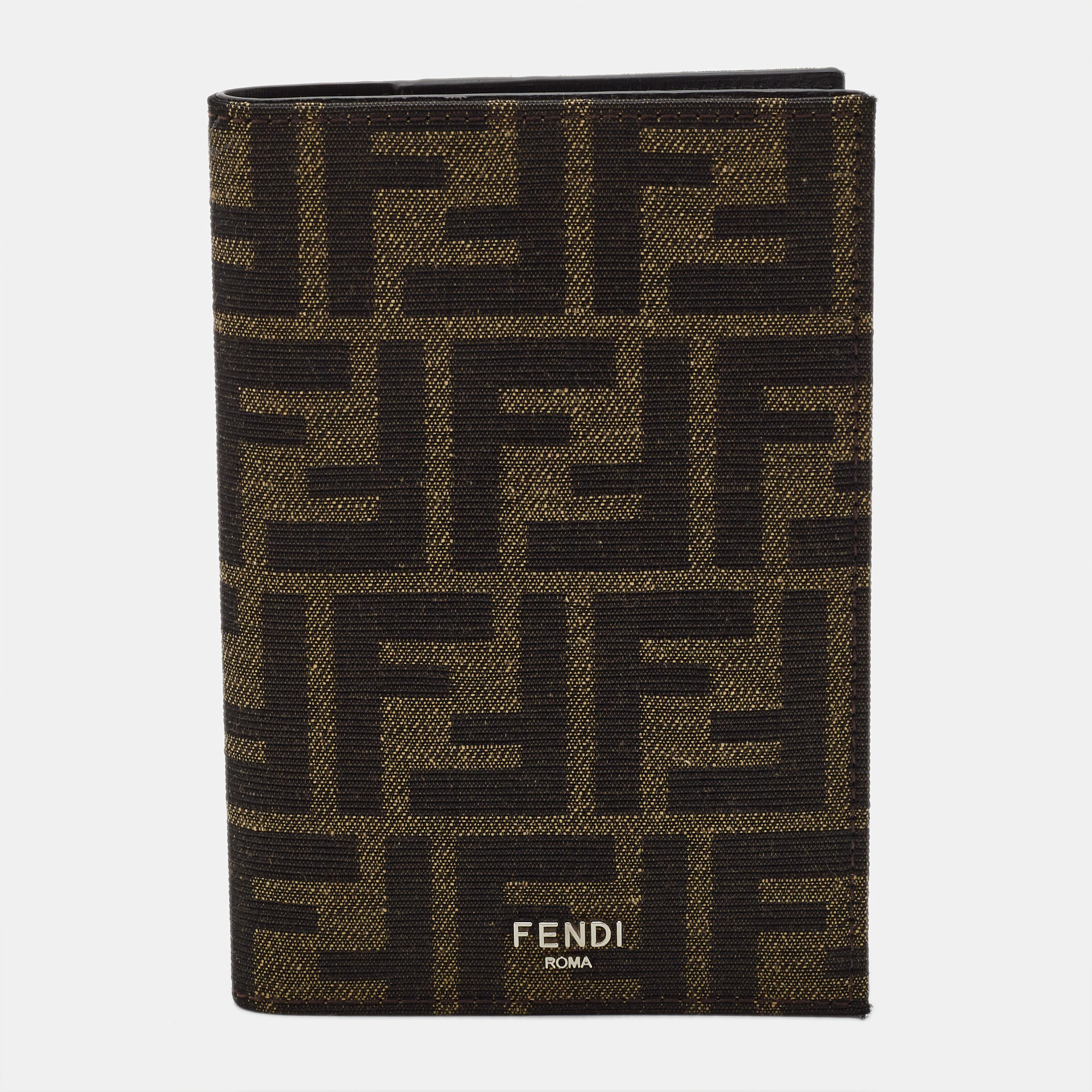 Pre-owned Fendi Tobacco Zucca Canvas Passport Holder In Brown