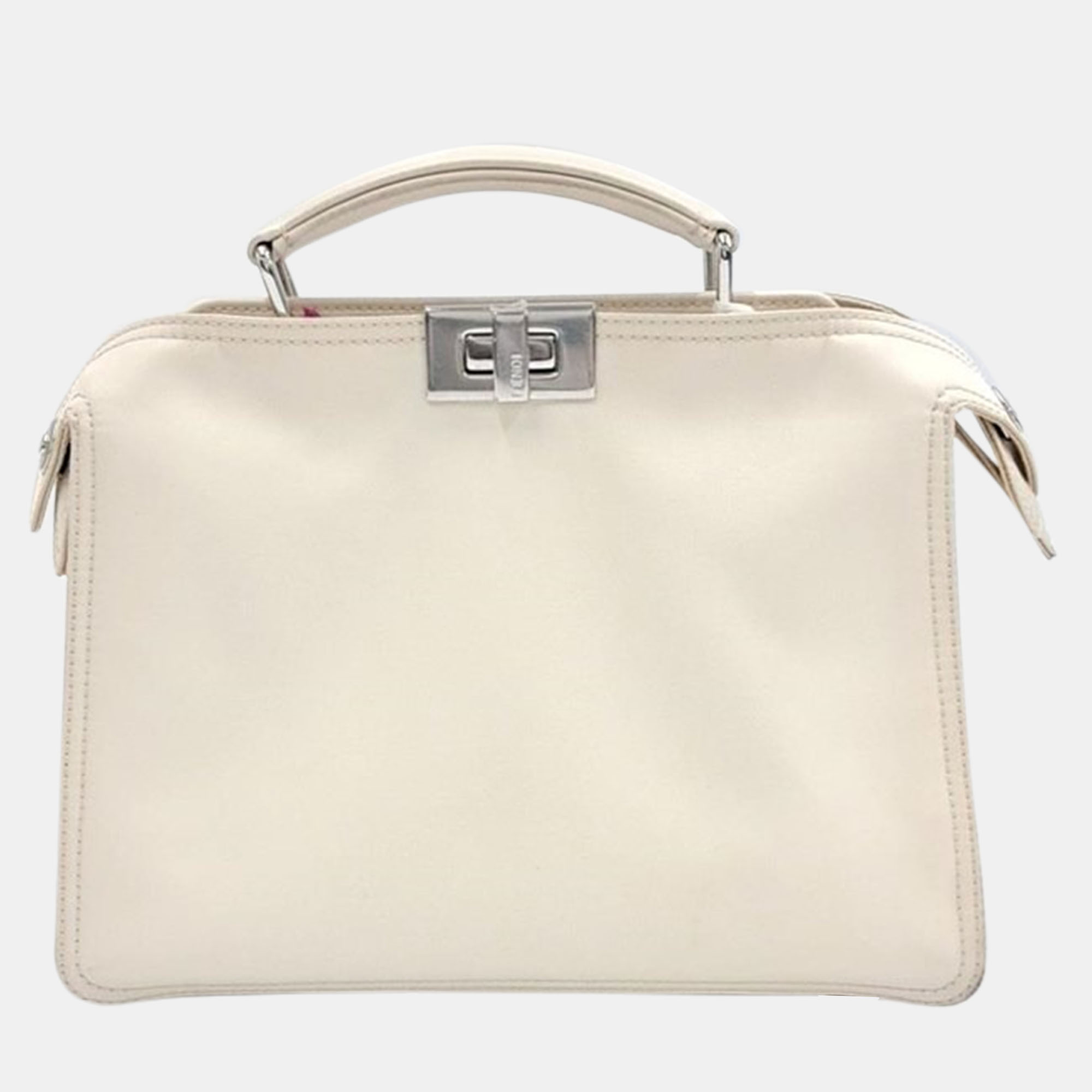 

Fendi White Leather Mini Peekaboo ISeeU Satchel Bag