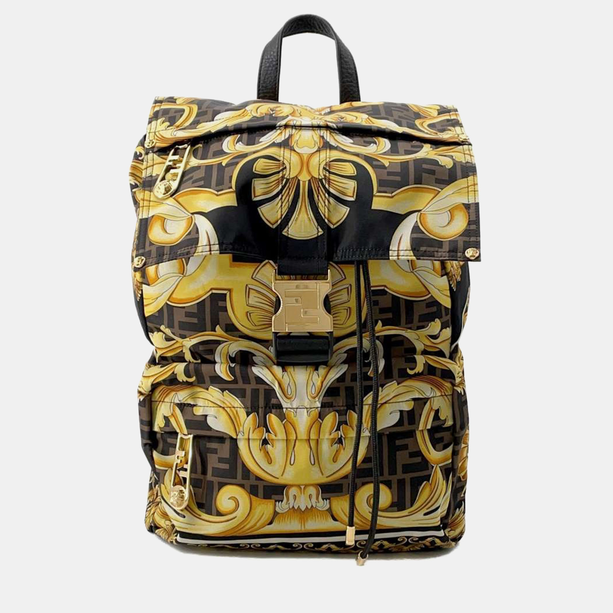 

Fendi Black/Yellow/Brown Nylon Fendace Backpack, Multicolor