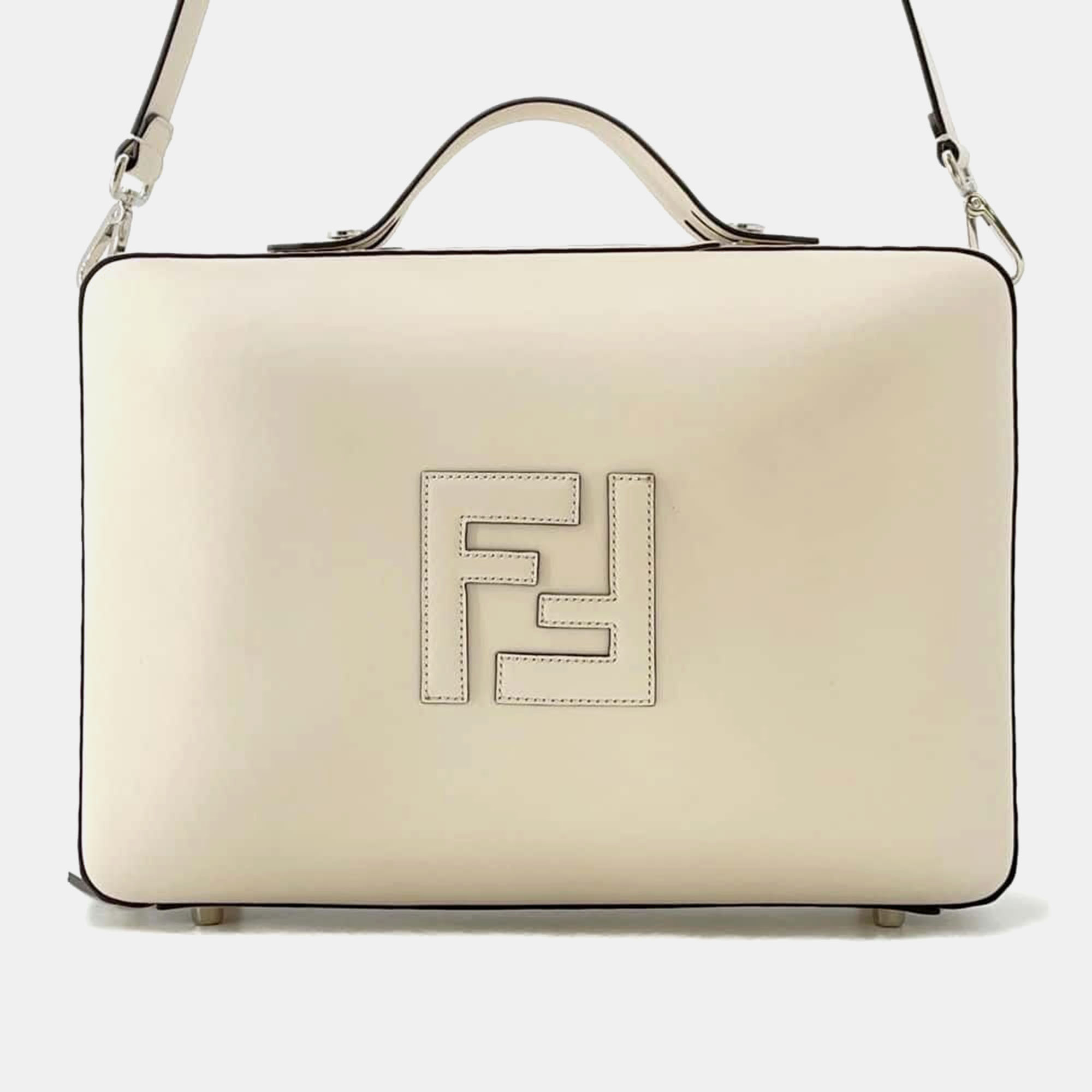 

Fendi Ivory Leather Medium suitcase, White