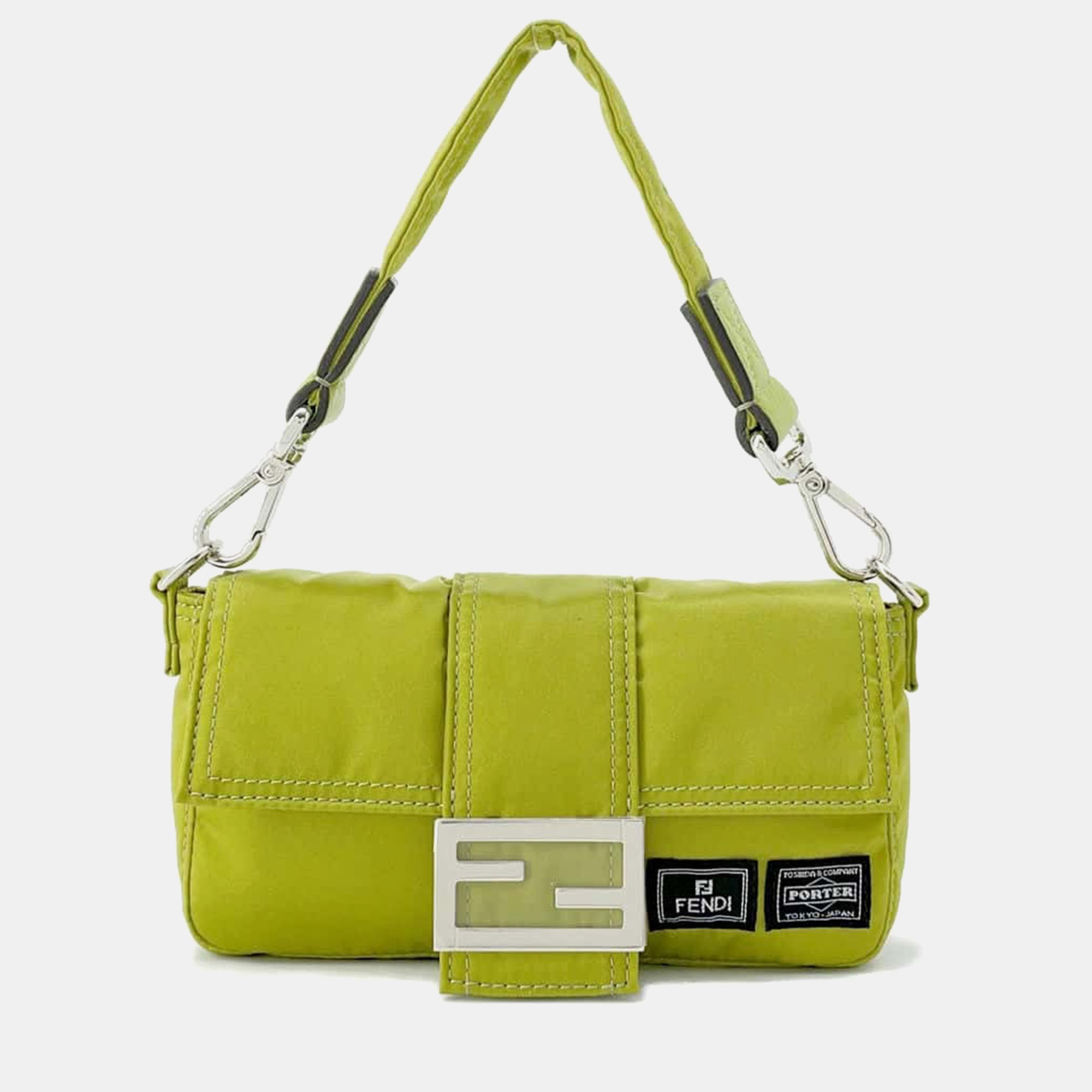 

Fendi Light Green Nylon Leather Bucket Mini Crossbody Bag