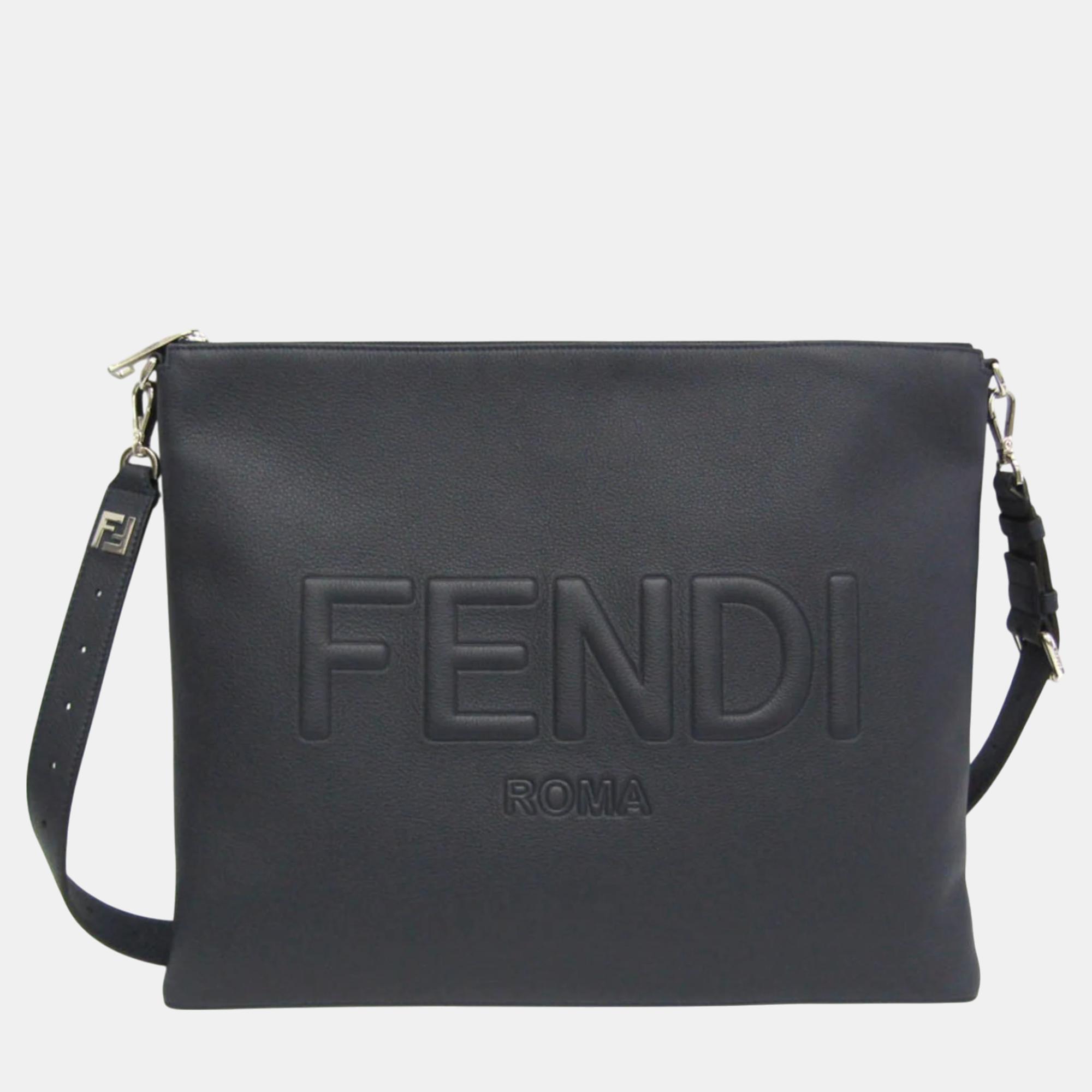 

Fendi Dark Blue Leather After Roma Shoulder Bag, Navy blue