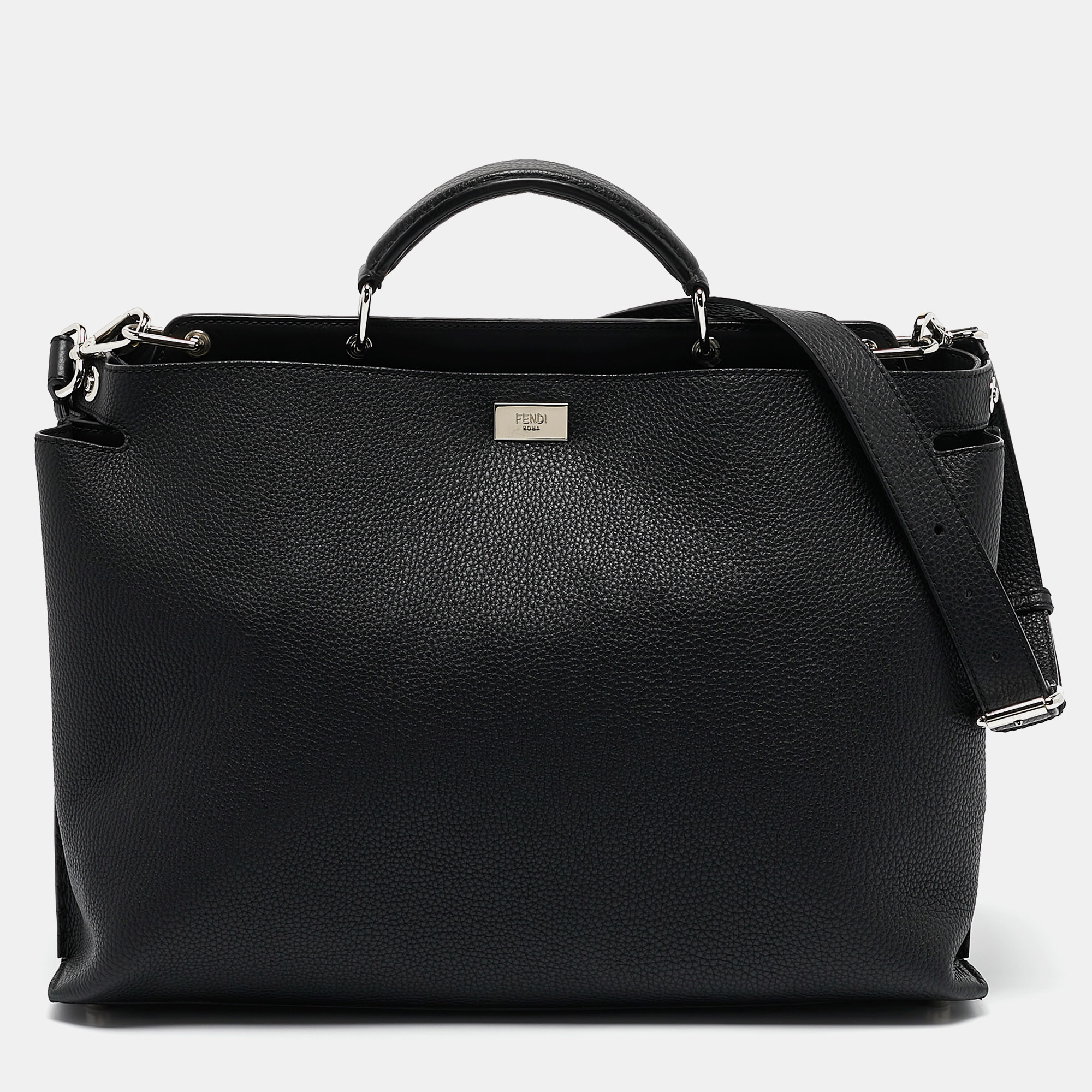 

Fendi Black Leather Peekaboo Iconic Essential Bag