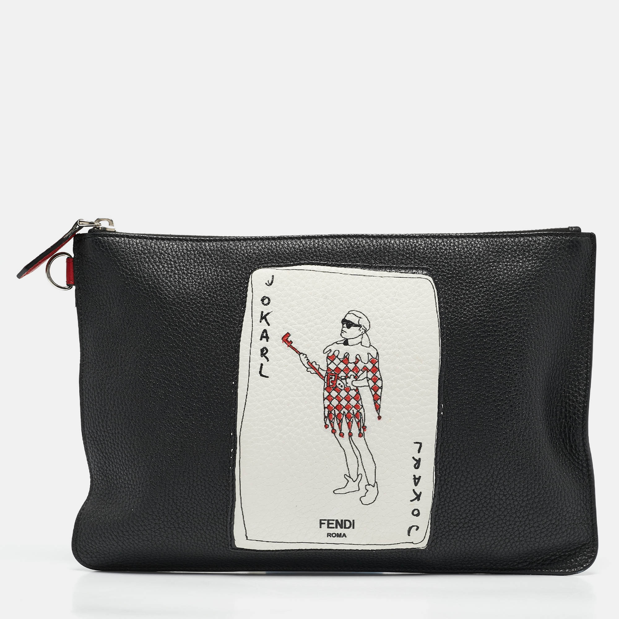 

Fendi Black Leather Joker Slim Pouch