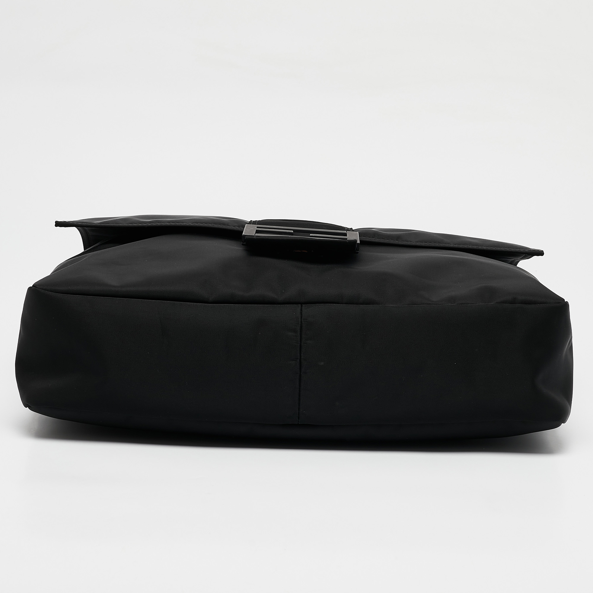 Fendi Black Econyl Baguette Messenger Bag 