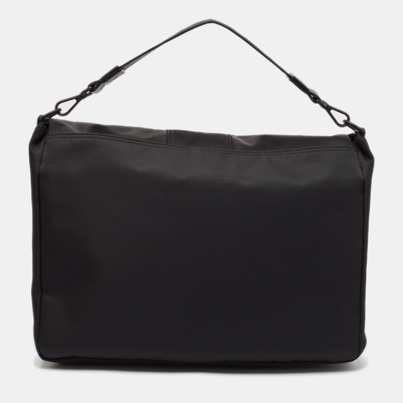 Fendi Black Econyl Baguette Messenger Bag 