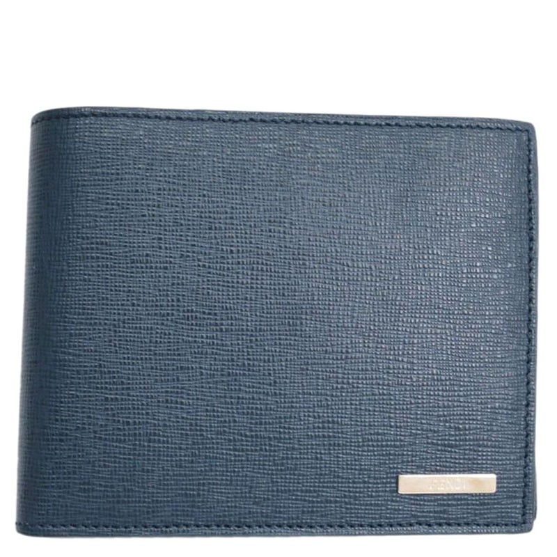 Fendi Navy Blue Leather Bi Fold Wallet