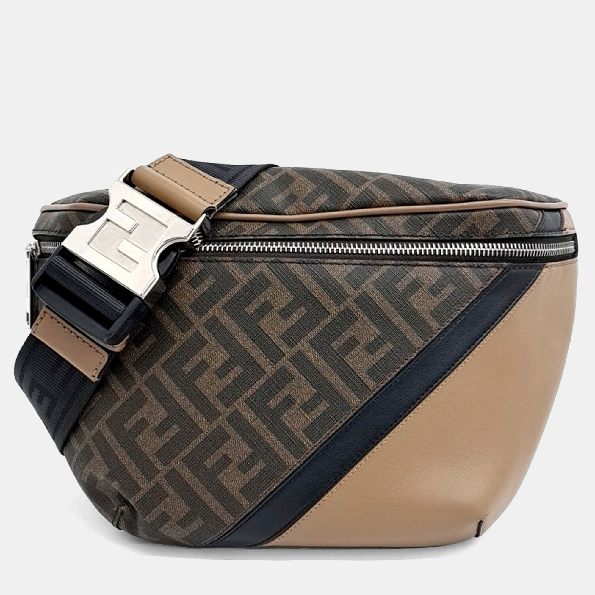 

Fendi Brown Leather FF logo belt bag