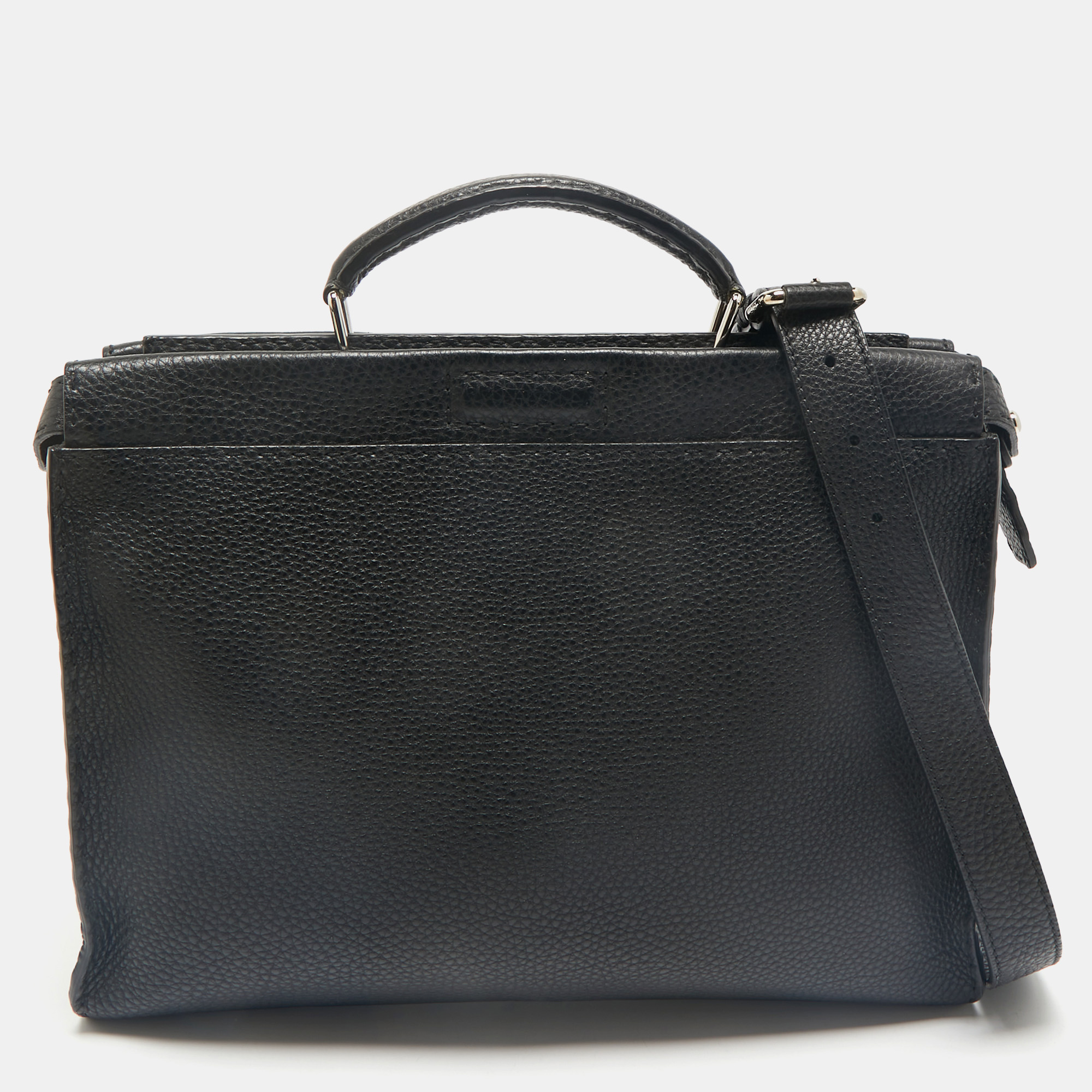 

Fendi Black Selleria Leather Peekaboo ISeeU Briefcase