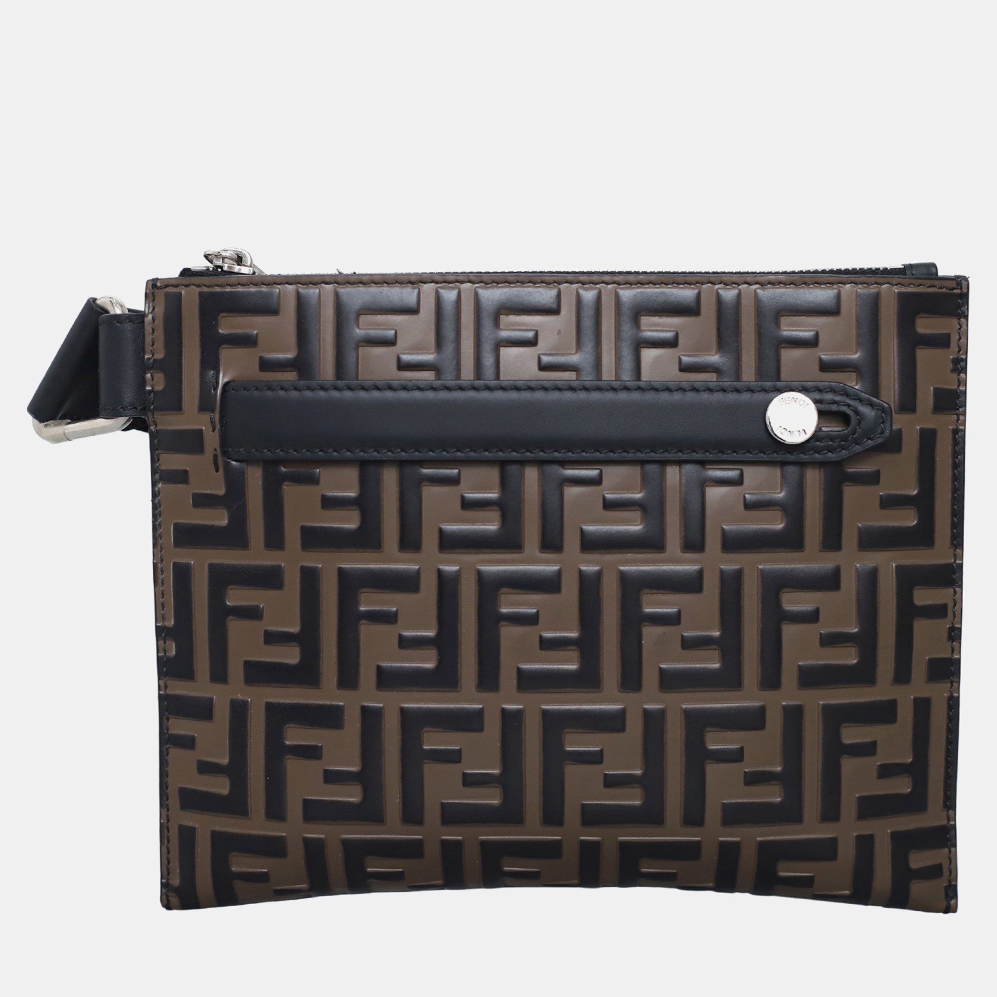 

Fendi Zucca Embossed Leather Crossbody Bag, Black