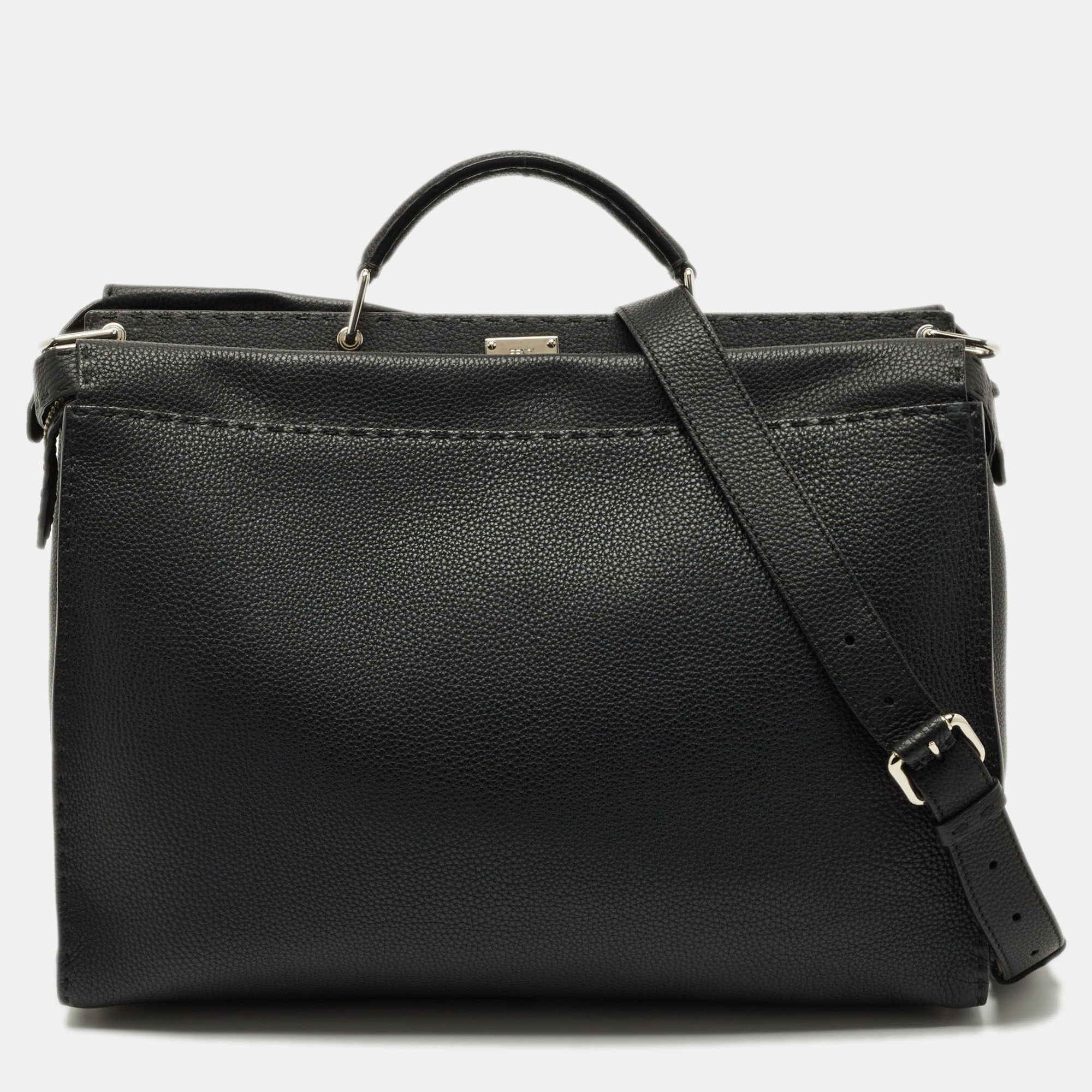 

Fendi Black Selleria Leather Monster Peekaboo Iseeu Briefcase