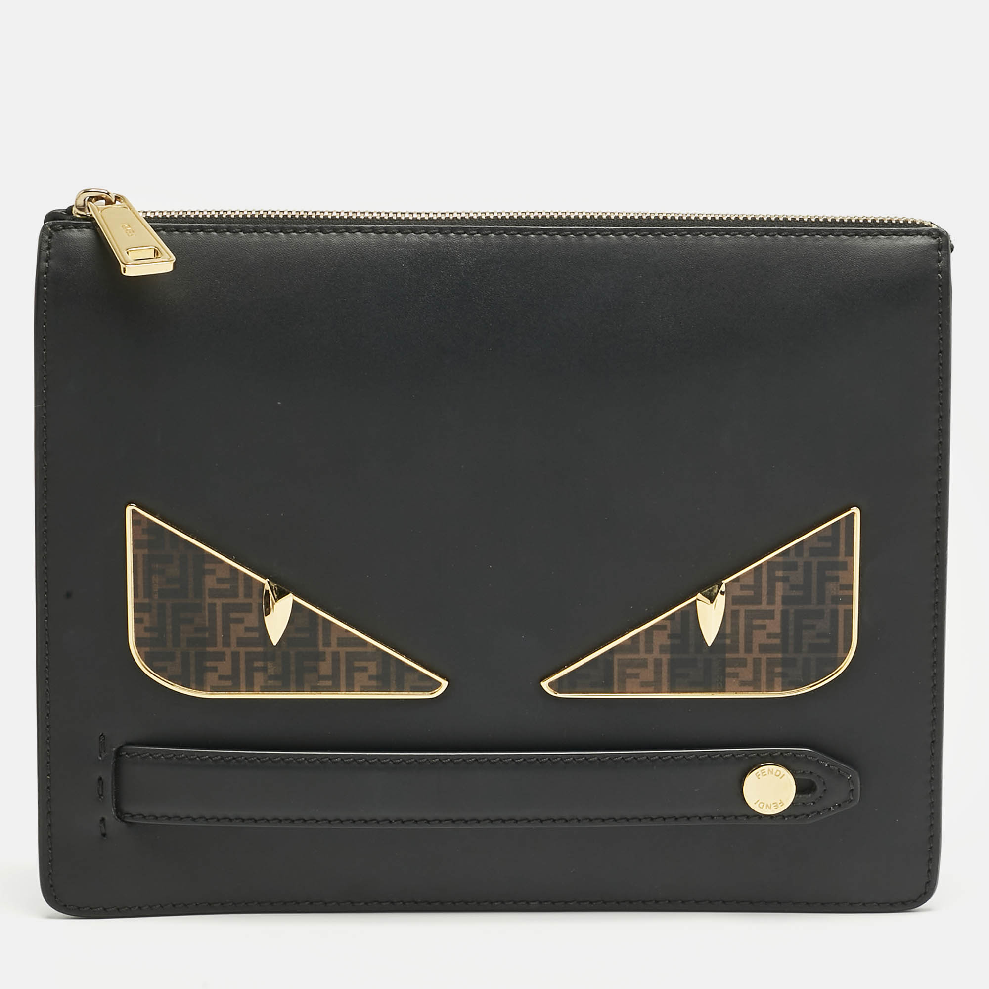 

Fendi Black Leather Monster Clutch