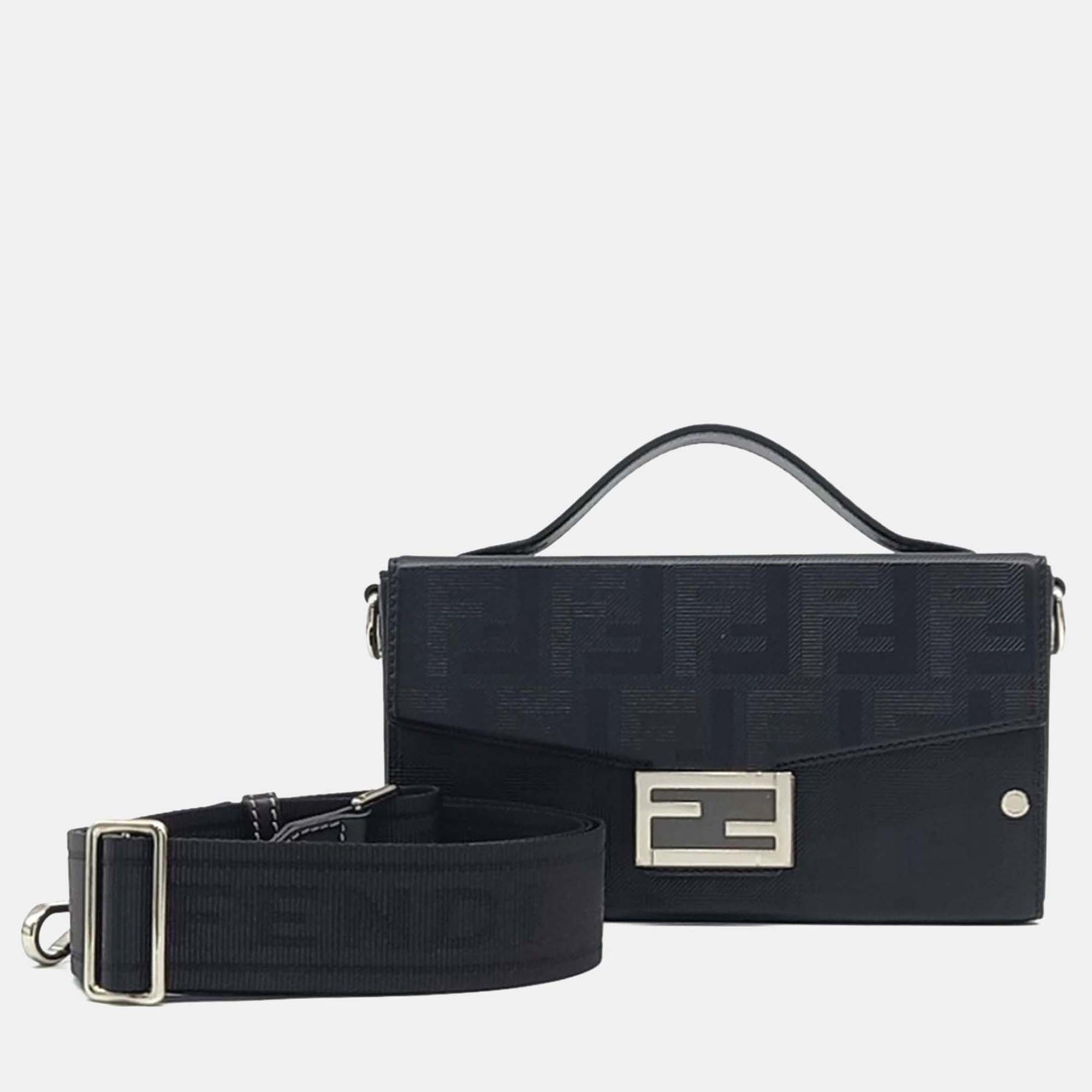 

Fendi Black Leather Baguette Trunk Bag