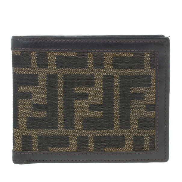 Fendi Tobacco Spalmati Zucca Canvas Bi-Fold Wallet