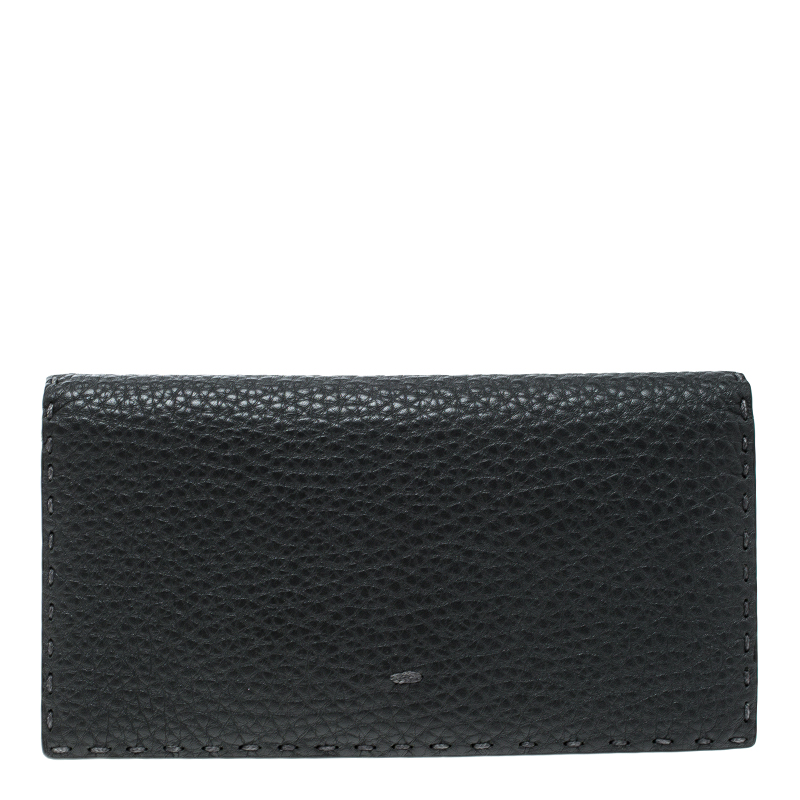 Fendi Dark Grey Selleria Leather Continental Wallet