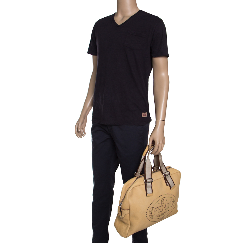 

Fendi Yellow Selleria Leather Weekender Bag