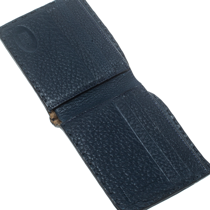 

Fendi Blue Embossed Leather Selleria Bifold Wallet