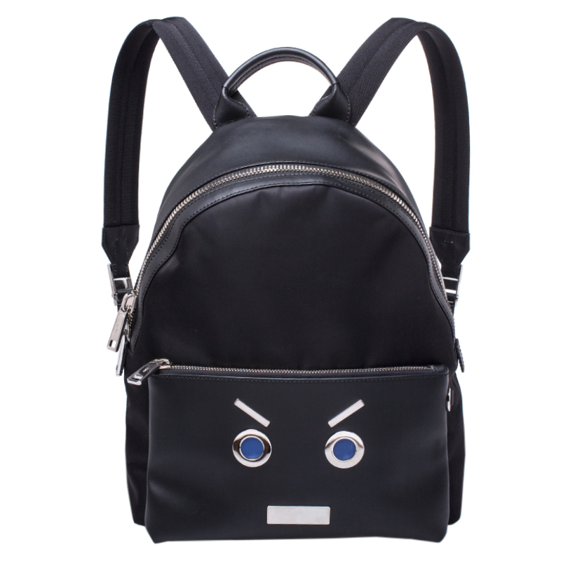  Fendi Black Nylon and Leather No Words"Backpack