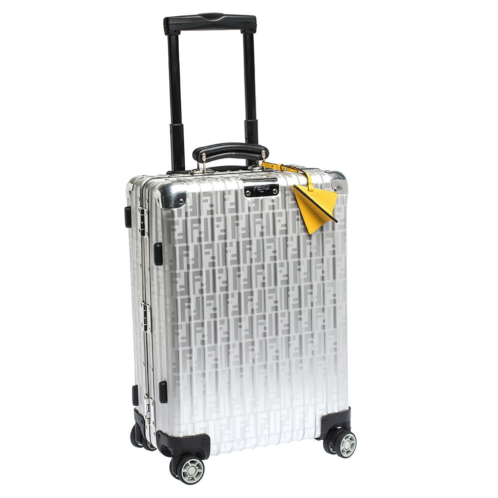 Fendi x Rimowa Cabin Trolley Luggage Zucca Yellow Web Belt Silver in  Aluminum/Leather with Silver-tone - US