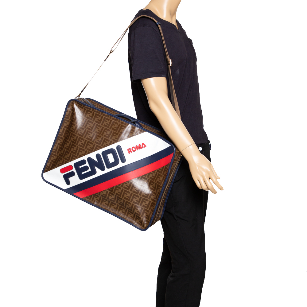 

Fendi Zucca Coated Canvas and Leather Mania FF Suitcase, Beige