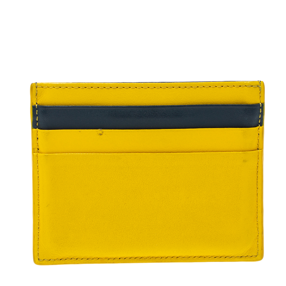 Fendi Monster Eyes Leather Bi-Fold Wallet, Blue/Yellow - Bergdorf